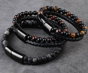 Leather Bracelet - Black - 14