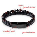 Load image into Gallery viewer, Leather Bracelet - Black - 14
