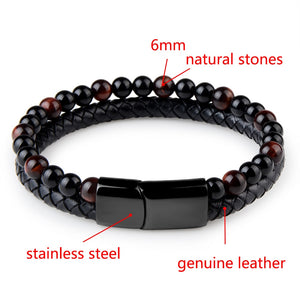 Leather Bracelet - Black - 14