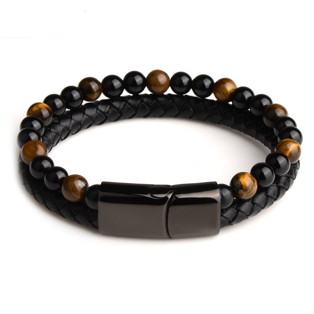 Leather Bracelet - Black - 14