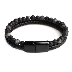 Leather Bracelet - Black - 14