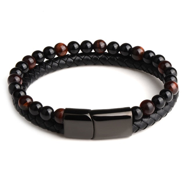 Leather Bracelet - Black - 14