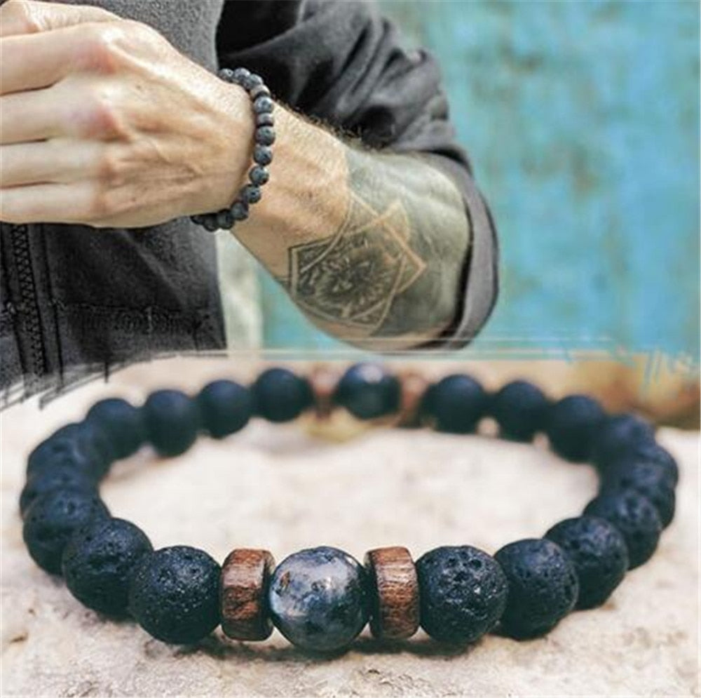 Tibetan Buddha Bracelet (Lava Stone) - 04