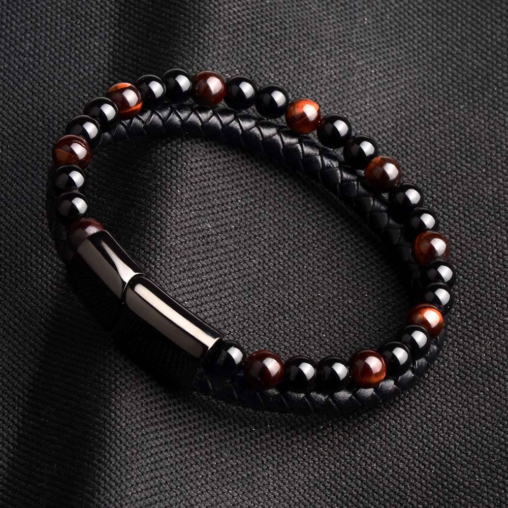 Leather Bracelet - Black - 14