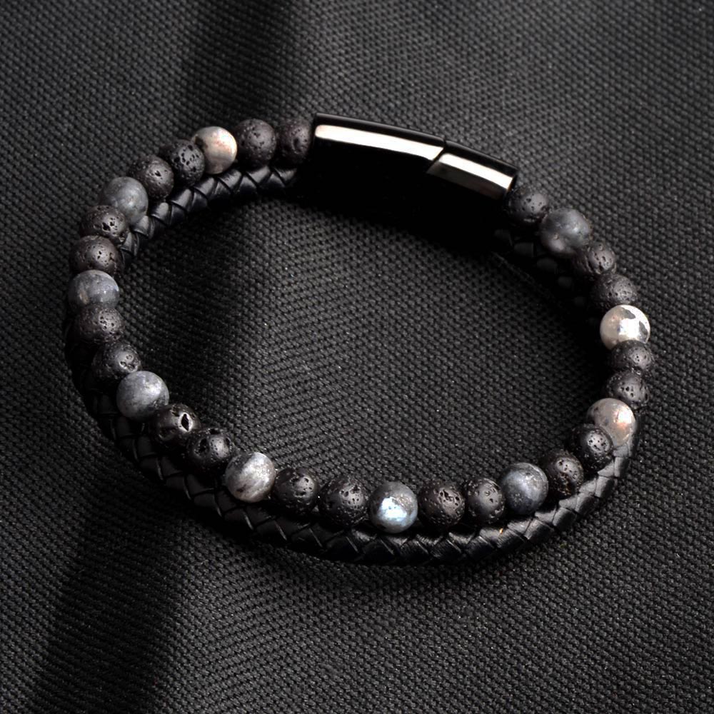 Leather Bracelet - Black - 14