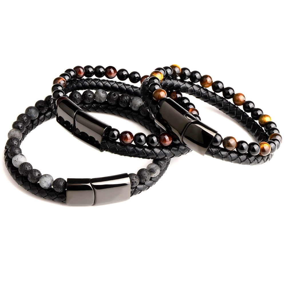 Leather Bracelet - Black - 14